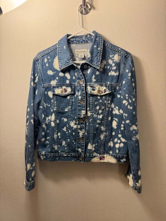 Crossroads Jackets & Blazers - Vintage Crossroads Bleached Denim Jacket with Def Leppard High 'n' Dry Back Patc